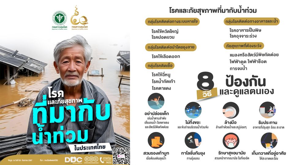 ระวังโรคและภัยสุขภาพที่มากับน้ำท่วม